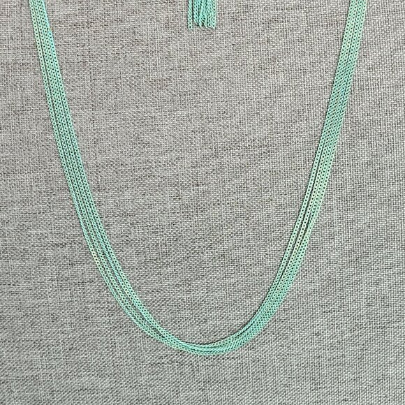 Charming charlie necklace long Multi strand green silver tone 32" - Picture 2 of 16